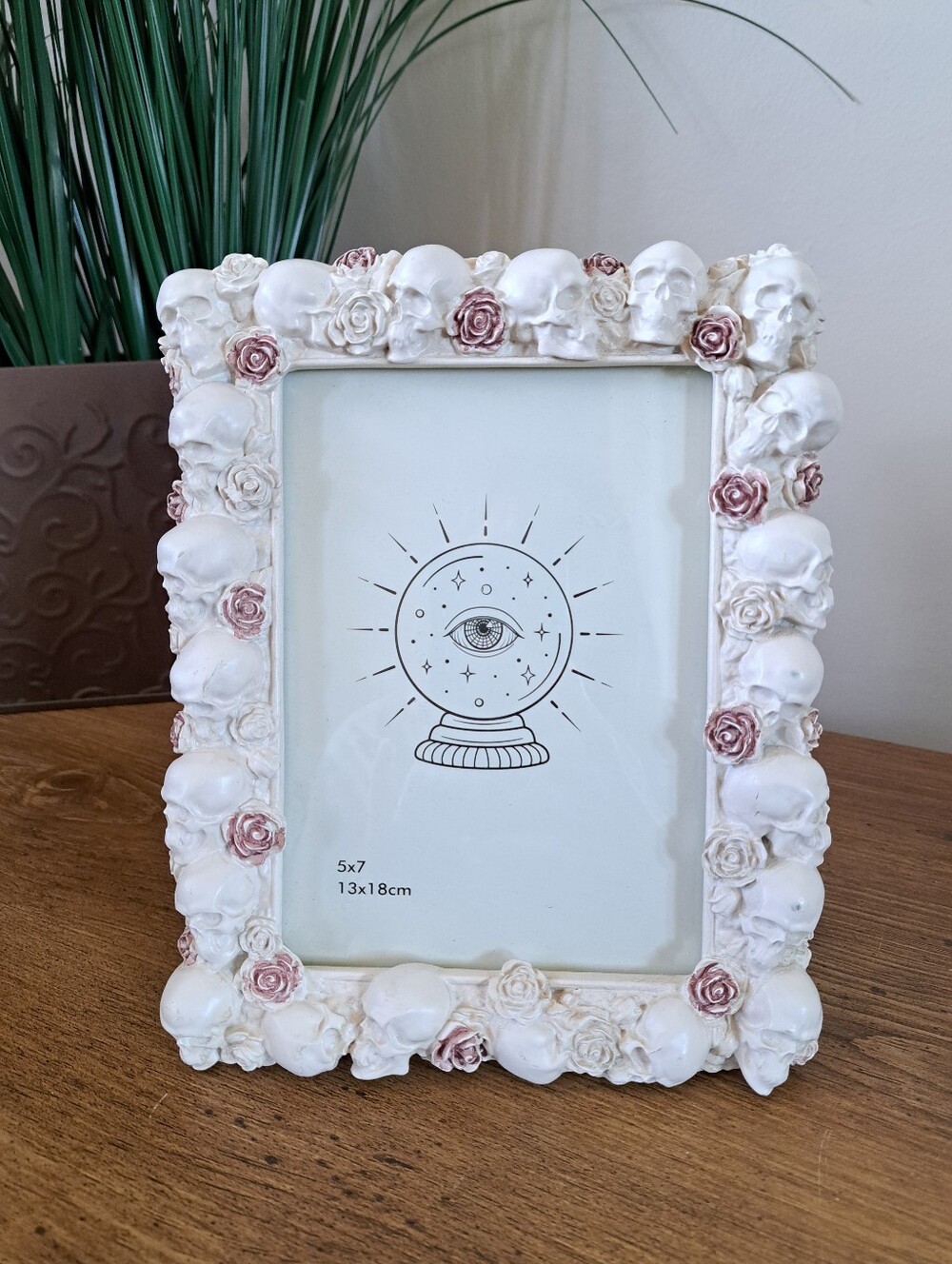 Gothic Skull & Rose 5x7 Picture Frame Ornate Macabre Whimsigoth Romantic Decor